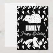 Cute Ladybug Hearts Colour Birthday Party Feestdagenkaart (Voorkant / Achterkant)