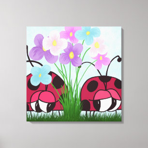 Cute Ladybug Illustratie Canvas Afdruk