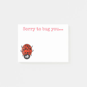 Cute ladybug kever insect cartoon illustratie post-it® notes