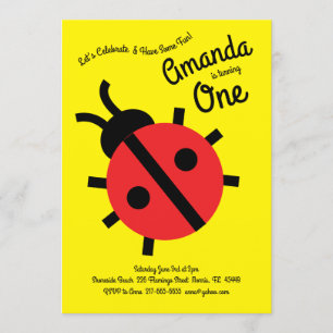 Cute Ladybug Kinder 1st Birthday Party Invitation Kaart