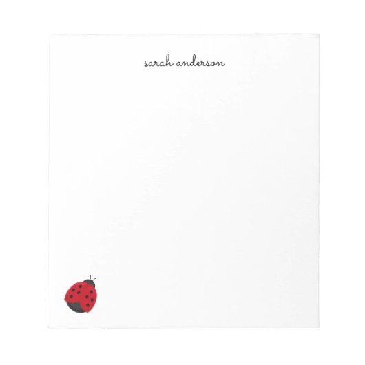 Cute Ladybug Kinder Personalized Notitieblok (Voorkant)