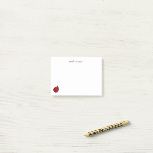 Cute Ladybug Kinder Personalized Post-it® Notes (Op bureau)