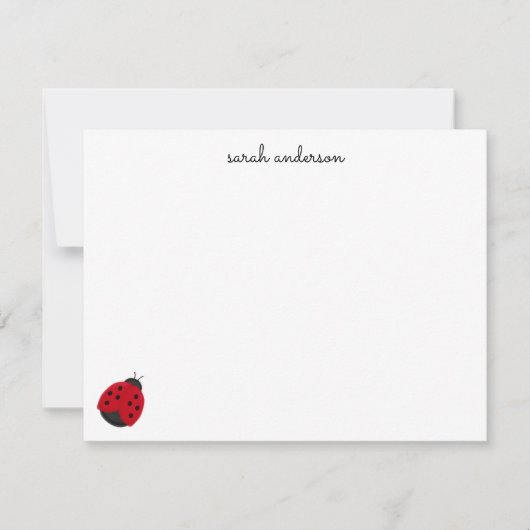 Cute Ladybug Kinder persoonlijke banketbakkerij Notitiekaartje (Voorkant)