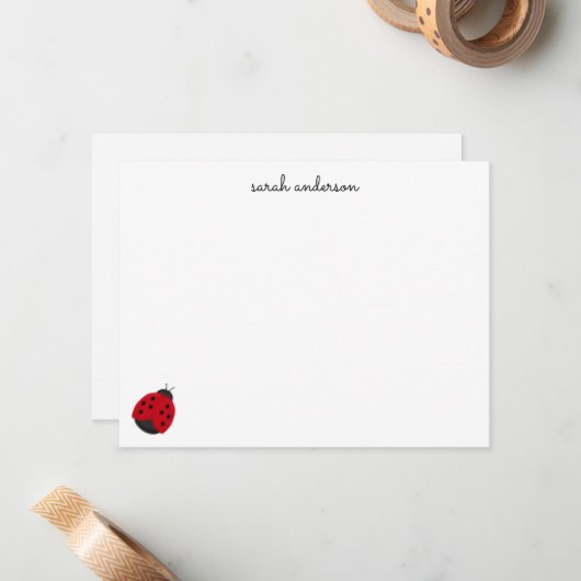 Cute Ladybug Kinder persoonlijke banketbakkerij Notitiekaartje (Voorkant / Achterkant in situ)