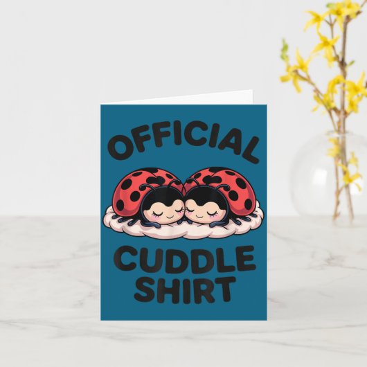 Cute Ladybug Love Cuddle Kaart (Gele Bloem)