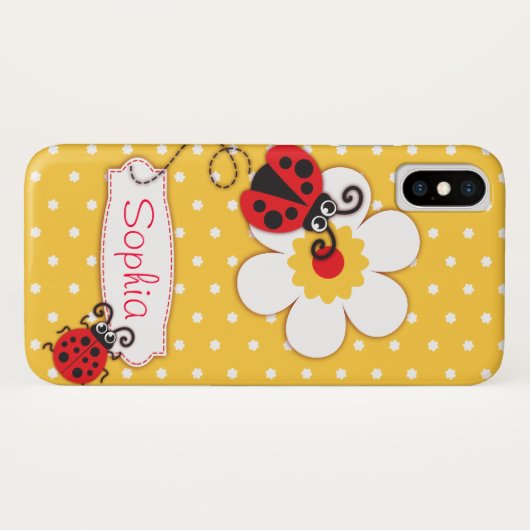 Cute ladybug meisjes naam geel Case-Mate iPhone case (Achterkant (horizontaal))