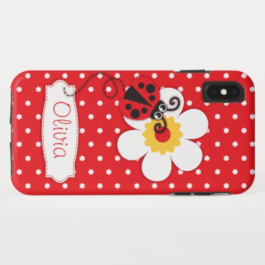 Cute ladybug meisjes naam rood Case-Mate iPhone case (Achterkant (horizontaal))