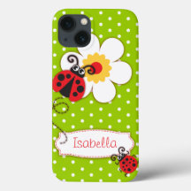 Cute ladybug meisjes noemen groene rode ipad case
