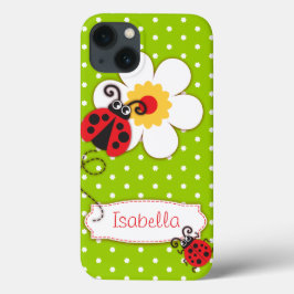 Cute ladybug meisjes noemen groene rode ipad case