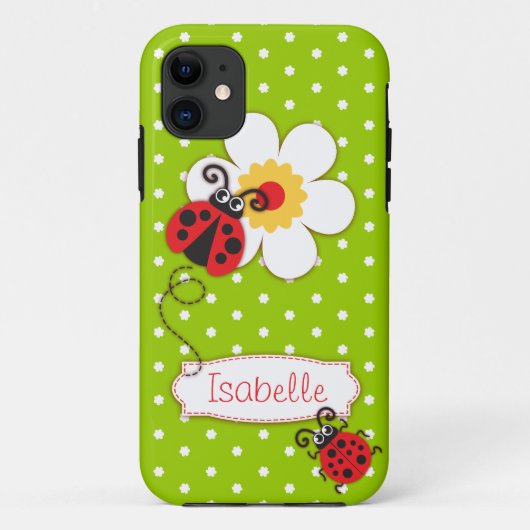 Cute ladybug meisjes noemen groene rode iphone 5 h Case-Mate iPhone case (Achterkant)