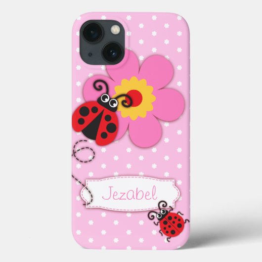 Cute ladybug meisjes noemen roze Case-Mate iPhone case (Achterkant)