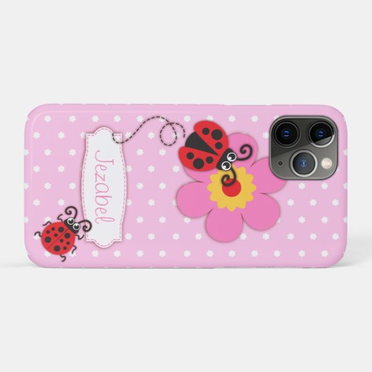 Cute ladybug meisjes noemen roze ipod touchcase Case-Mate iPhone case (Achterkant (horizontaal))