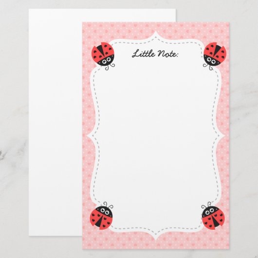 Cute Ladybug met hart voor meisjes Briefpapier (Voorkant / Achterkant)