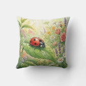 Cute Ladybug On A Leaf Tiny Insects  Kussen (Achterkant)