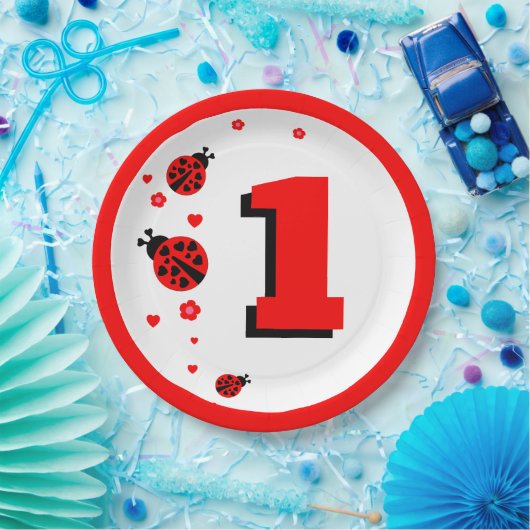 Cute Ladybug Papieren Bordje (Feest)