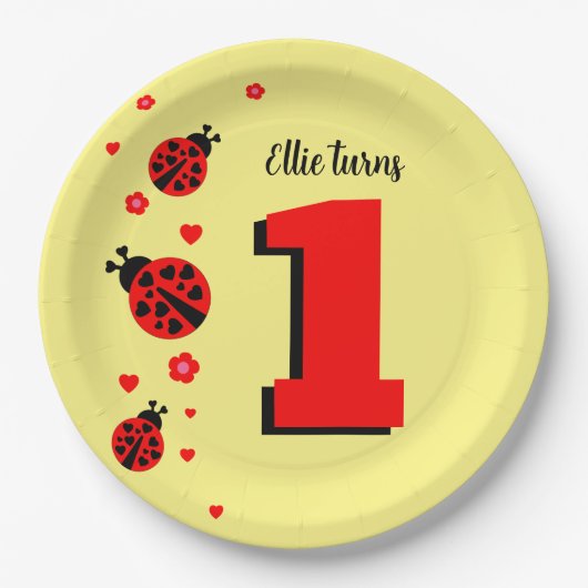 Cute Ladybug Papieren Bordje (Voorkant)