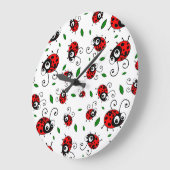 Cute ladybug-patroon grote klok (Hoek)
