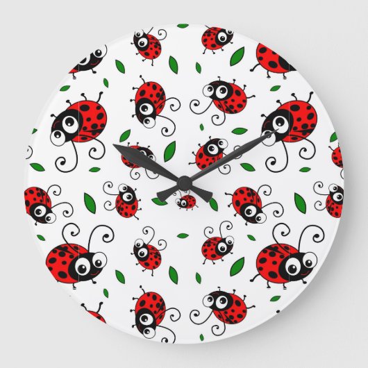 Cute ladybug-patroon grote klok (Voorkant)