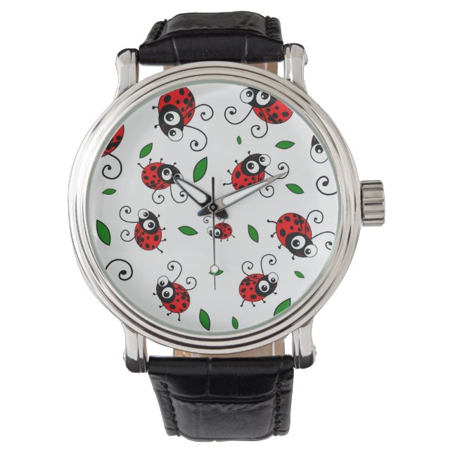 Cute ladybug-patroon horloge (Voorkant)