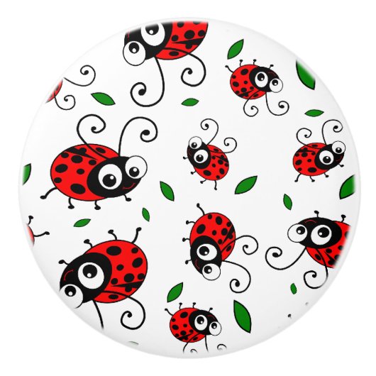 Cute Ladybug-patroon Keramische Knop (Voorkant)