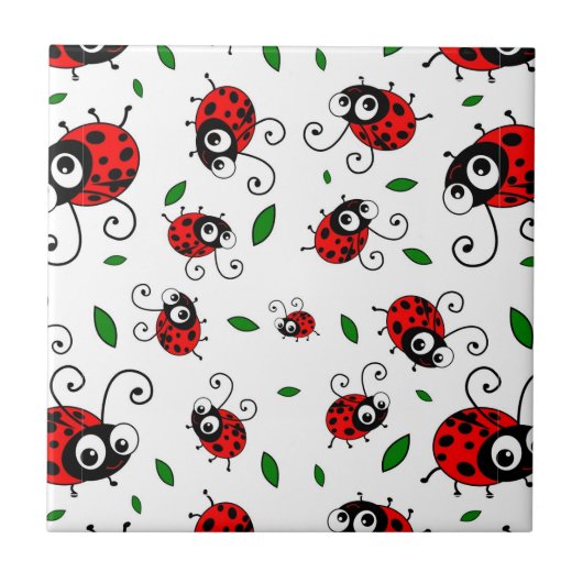 Cute ladybug-patroon tegeltje (Voorkant)