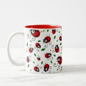 Cute ladybug-patroon tweekleurige koffiemok (Links)
