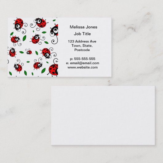 Cute ladybug-patroon visitekaartje (Voorkant / Achterkant)