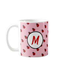 Cute Ladybug Patroonmonogram in Roze en Rood