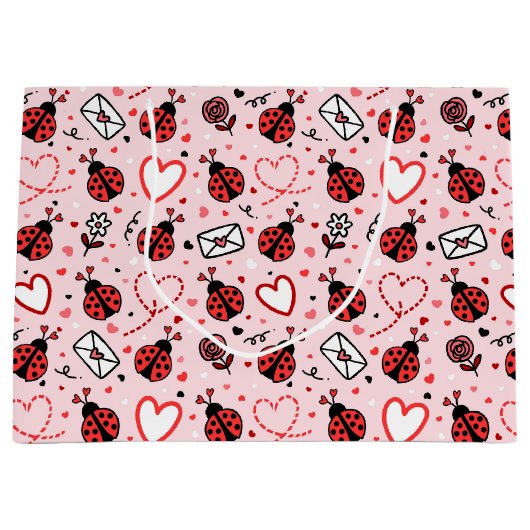 Cute Ladybug Pattern Large Gift Bag Groot Cadeauzakje (Voorkant)