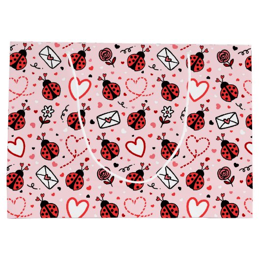 Cute Ladybug Pattern Large Gift Bag Groot Cadeauzakje (Achterkant)