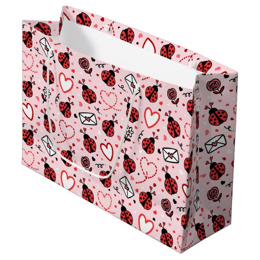 Cute Ladybug Pattern Large Gift Bag Groot Cadeauzakje (Voorkant Gekanteld)
