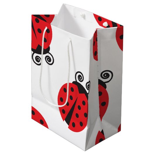 Cute Ladybug Pattern Medium Cadeauzakje (Voorkant Gekanteld)