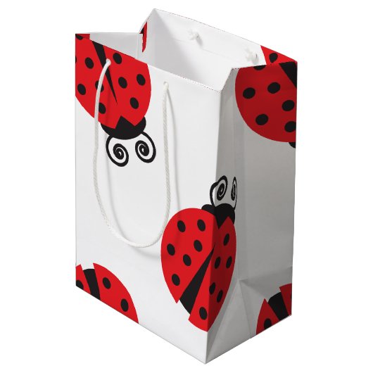 Cute Ladybug Pattern Medium Cadeauzakje (Achterkant Gekanteld)