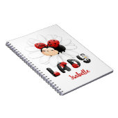 Cute Ladybug Personalized Girl Notitieboek (Rechterzijde)
