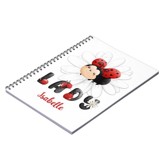 Cute Ladybug Personalized Girl Notitieboek (Linkerzijde)