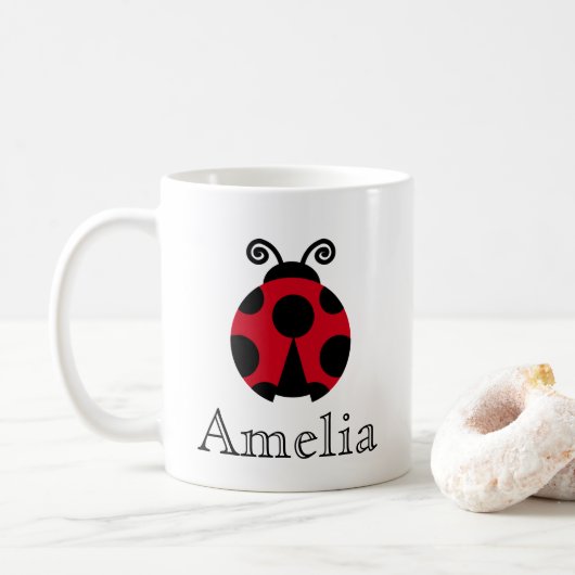 Cute Ladybug Persoonlijk Koffiemok (Met donut)