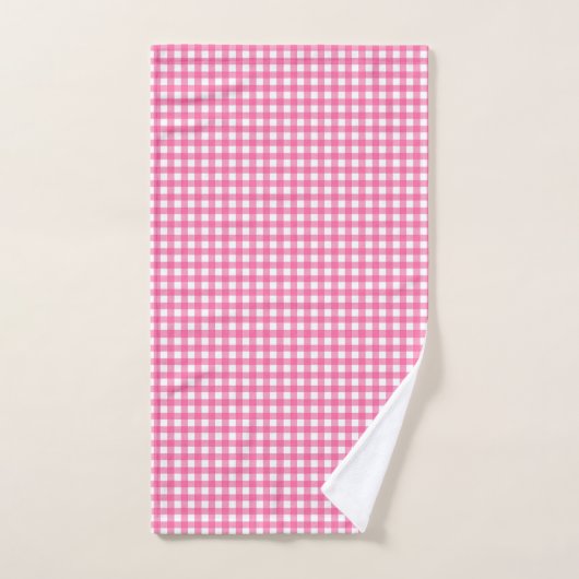 Cute Ladybug Pink and White Picnic Checks Gingham Bad Handdoek (Handdoek)