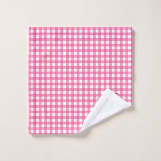 Cute Ladybug Pink and White Picnic Checks Gingham Bad Handdoek (Wasdoekje)