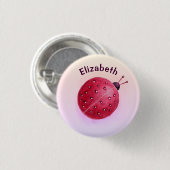Cute Ladybug Pink Girl Name Ronde Button 3,2 Cm (Voorkant /achterkant)