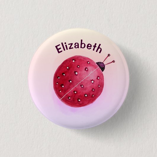 Cute Ladybug Pink Girl Name Ronde Button 3,2 Cm (Voorkant)