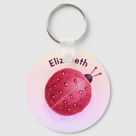 Cute Ladybug Pink Girl Name Sleutelhanger (Voorkant)