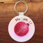 Cute Ladybug Pink Girl Name Sleutelhanger (Voorkant)