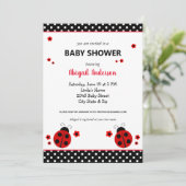 Cute Ladybug Polka Dots Baby shower Invitation Kaart (Staand voorkant)