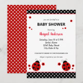 Cute Ladybug Polka Dots Baby shower Invitation Kaart (Voorkant / Achterkant)