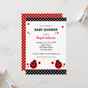 Cute Ladybug Polka Dots Baby shower Invitation Kaart