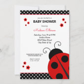 Cute Ladybug Polka Dots Baby shower Invitation Kaart (Voorkant)