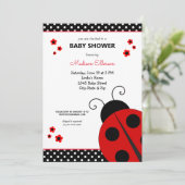 Cute Ladybug Polka Dots Baby shower Invitation Kaart (Staand voorkant)