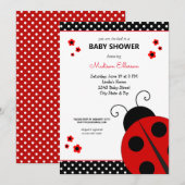 Cute Ladybug Polka Dots Baby shower Invitation Kaart (Voorkant / Achterkant)