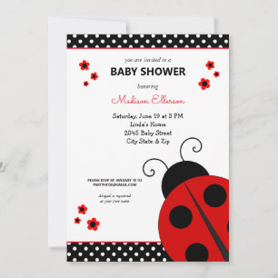 Cute Ladybug Polka Dots Baby shower Invitation Kaart