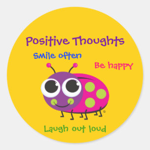 Cute Ladybug "Positive Thoughts" Ronde Sticker